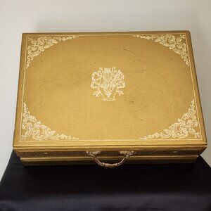 Vintage Gold Jewelry Box with Ornate Accents